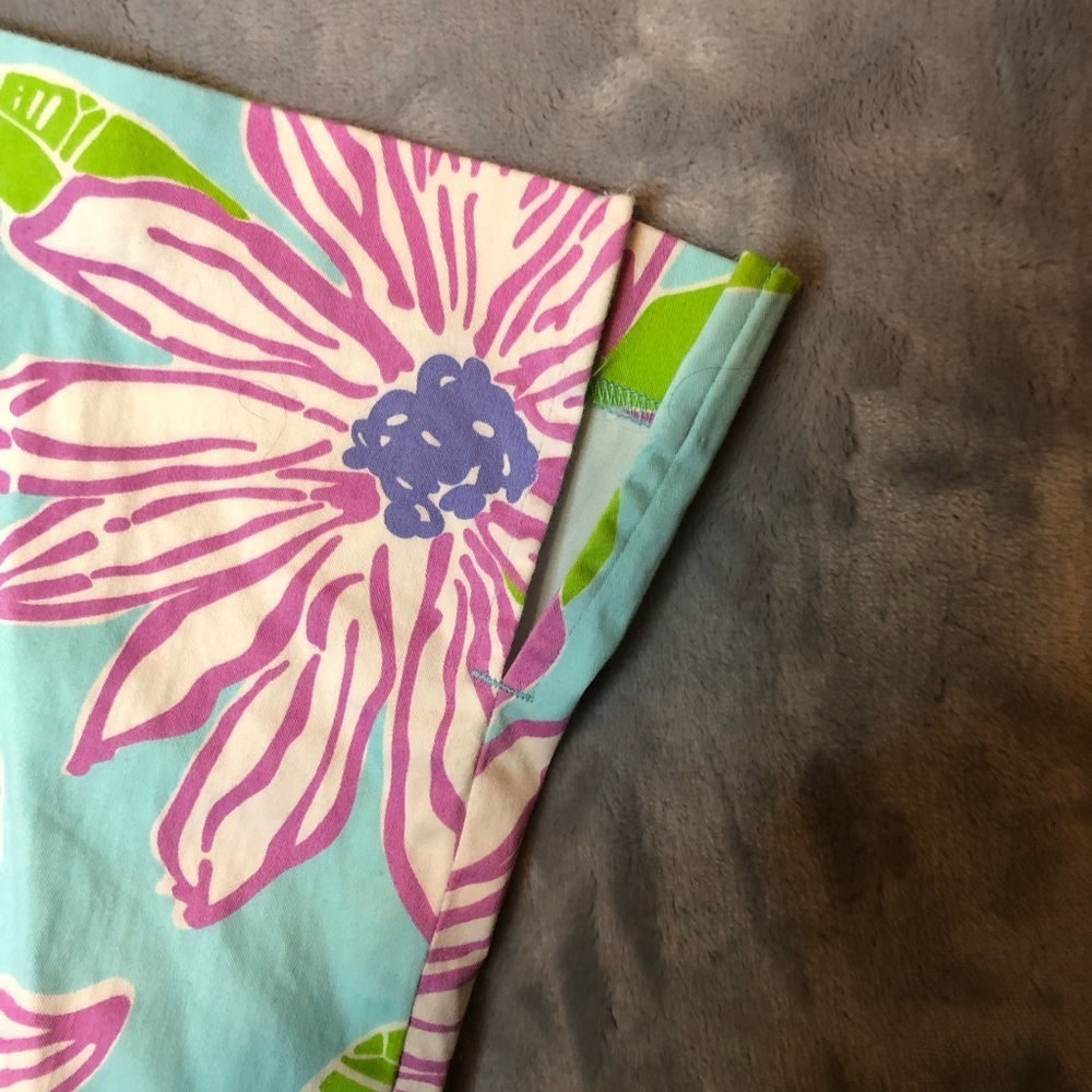 Lilly Pulitzer Women's Slacks Turquoise with Pink/Purple/Green Flowers Size 8 - Picture 4 of 7